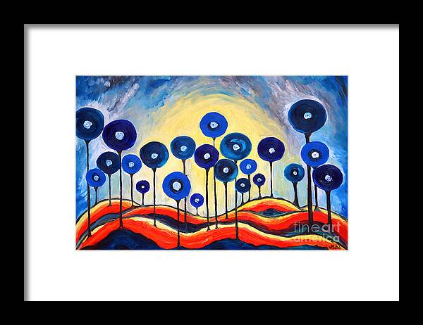 Lollipops Framed Print featuring the painting Abstract Blue Symphony by Ramona Matei