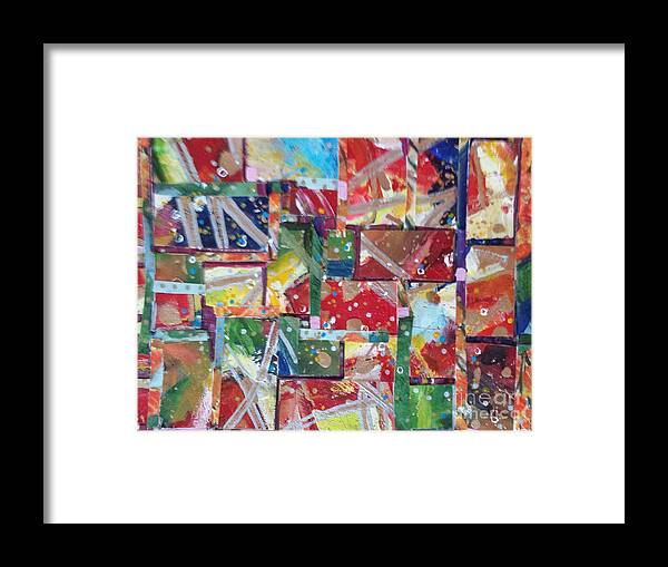 Abstract Framed Print featuring the painting Abstract Collages 1 by Sherry Harradence
