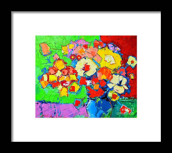 Abstract Framed Print featuring the painting Abstract Colorful Flowers by Ana Maria Edulescu
