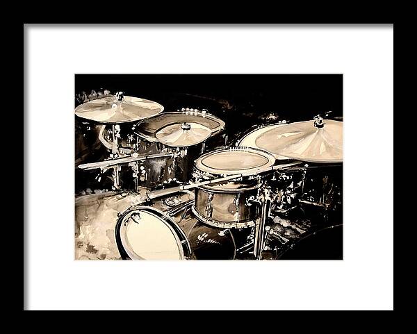 Drums Framed Print featuring the painting Abstract Drum Set by J Vincent Scarpace