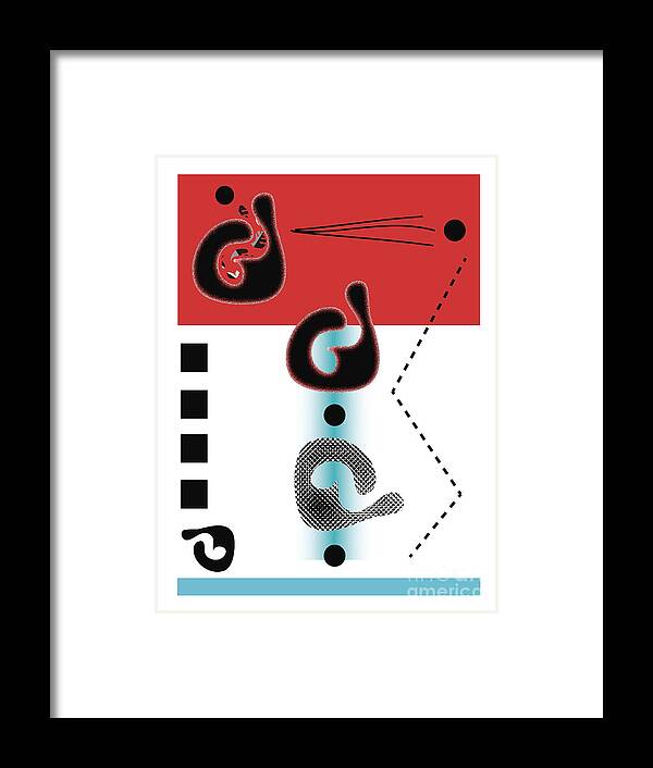 Abstract Figures Framed Print featuring the digital art Abstract Figure With Red And Blue by Christine Perry