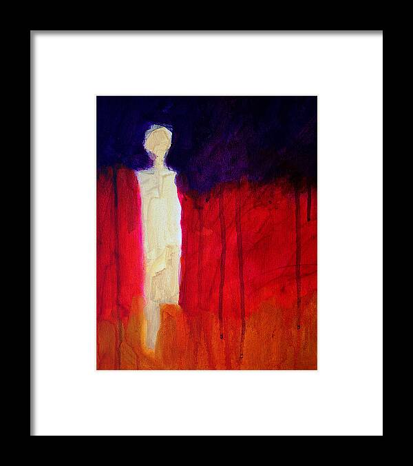 Abstract Framed Print featuring the painting Abstract Ghost Figure No. 1 by Nancy Merkle