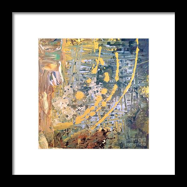 Abstract Gold And Blue Framed Print featuring the painting Abstract gold and blue by Robin Pedrero