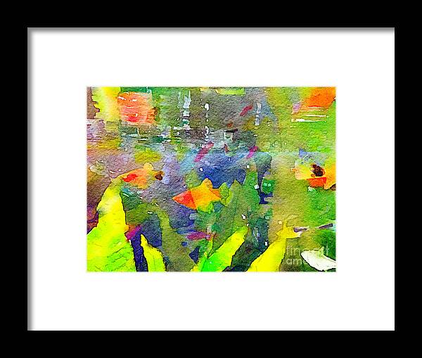 Abstract Framed Print featuring the painting Abstract Goldfish Fish Bowl Aquarium Watercolor 2 by Beverly Claire Kaiya