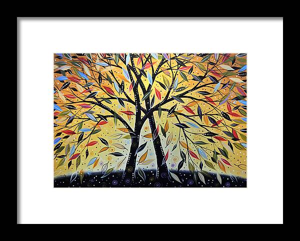 Modern Framed Print featuring the painting Abstract Landscape Modern Tree Art Painting ... New Day Dawning by Amy Giacomelli