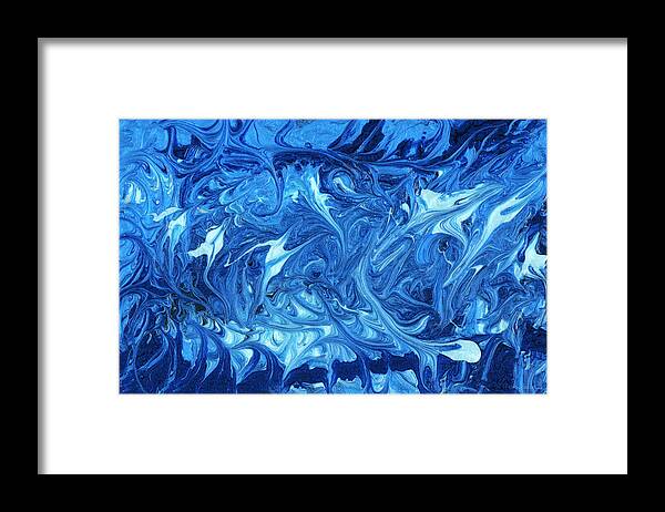 Abstract Framed Print featuring the painting Abstract - Nail Polish - Ocean Deep by Mike Savad
