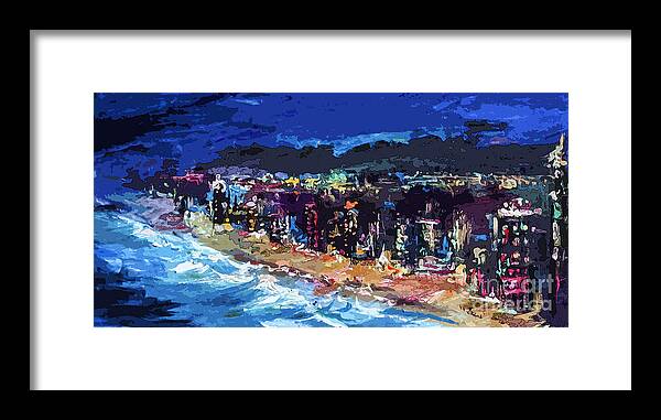 Abstract Framed Print featuring the painting Abstract South Florida Beach by Ginette Callaway