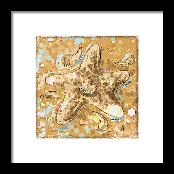 Starfish Framed Print featuring the painting Abstract starfish by Veronica Minozzi