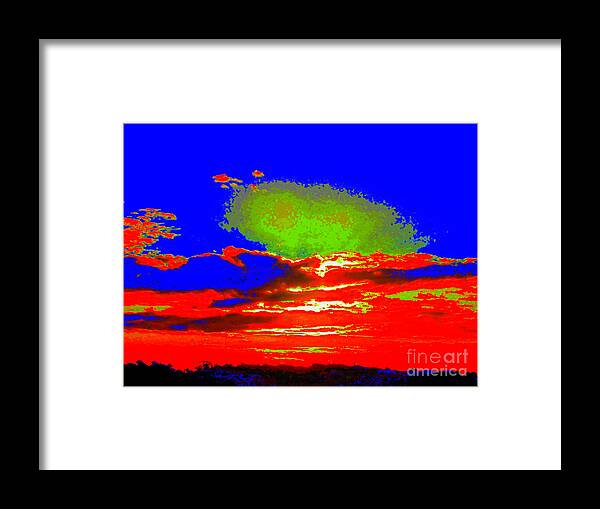 Clouds Framed Print featuring the photograph Abstract Sunset Orange Blue Green and so on by Roberto Gagliardi