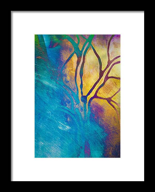 Tree Framed Print featuring the mixed media Fire And Ice Abstract Tree Art by Priya Ghose