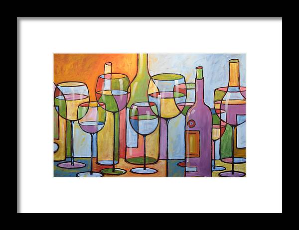 Wine Painting Framed Print featuring the painting Abstract Wine Dining Room Bar Kitchen Art ... Time To Relax by Amy Giacomelli