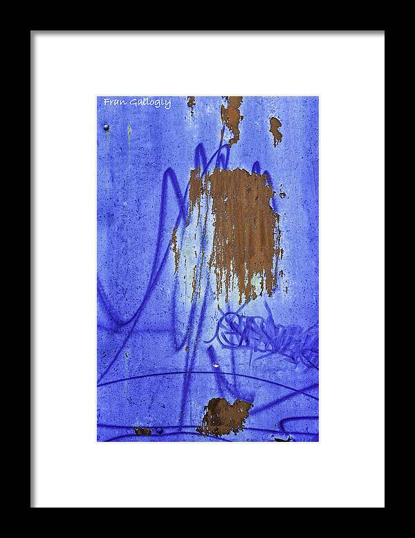 Abstraction Framed Print featuring the photograph Abstraction in Blue Graffiti by Fran Gallogly
