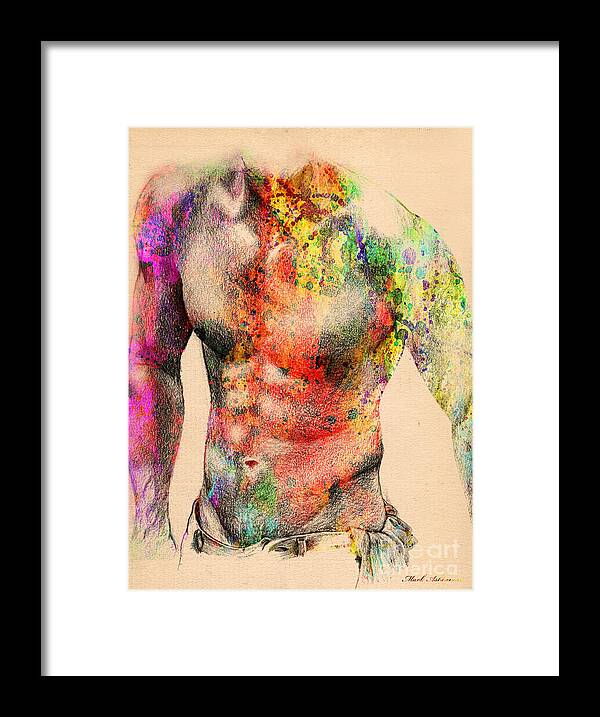 Male Nude Art Framed Print featuring the painting Abstractiv Body -2 by Mark Ashkenazi