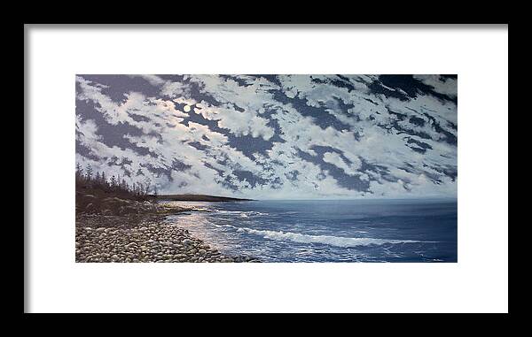Acadia Framed Print featuring the painting Acadia Moon by Ken Ahlering