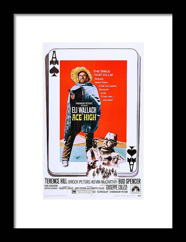 1960s Movies Framed Print featuring the photograph Ace High, Us Poster Art, From Left Eli by Everett