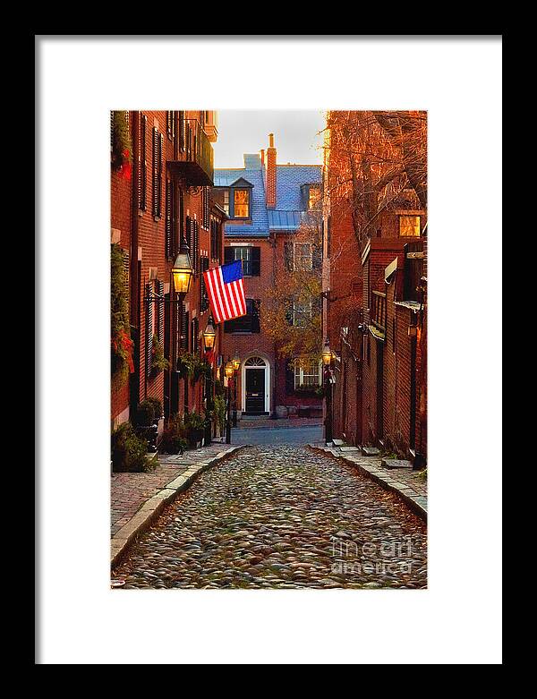 New England Framed Print featuring the photograph Acorn Street by Joann Vitali