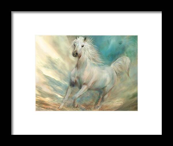Horse Framed Print featuring the mixed media Across The Windswept Sky by Carol Cavalaris