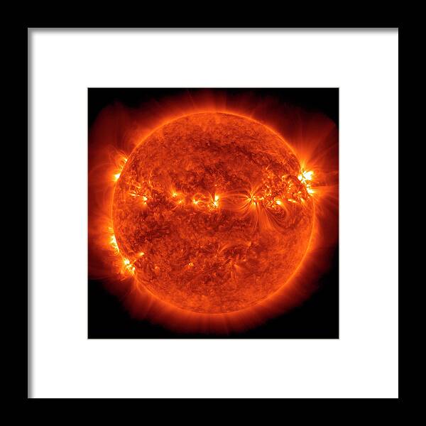Sun Framed Print featuring the photograph Active Sun by Nasa/sdo/science Photo Library