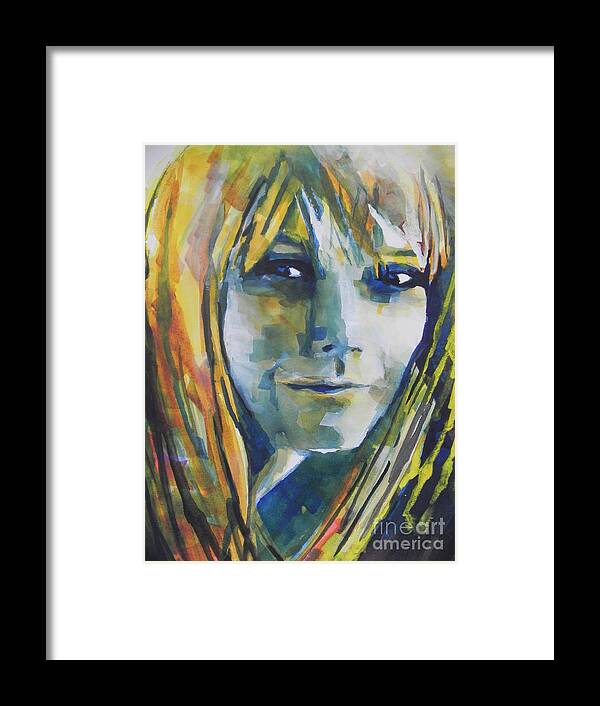Watercolor And Gouache Painting Framed Print featuring the painting Actress Gwyneth Paltrow by Chrisann Ellis
