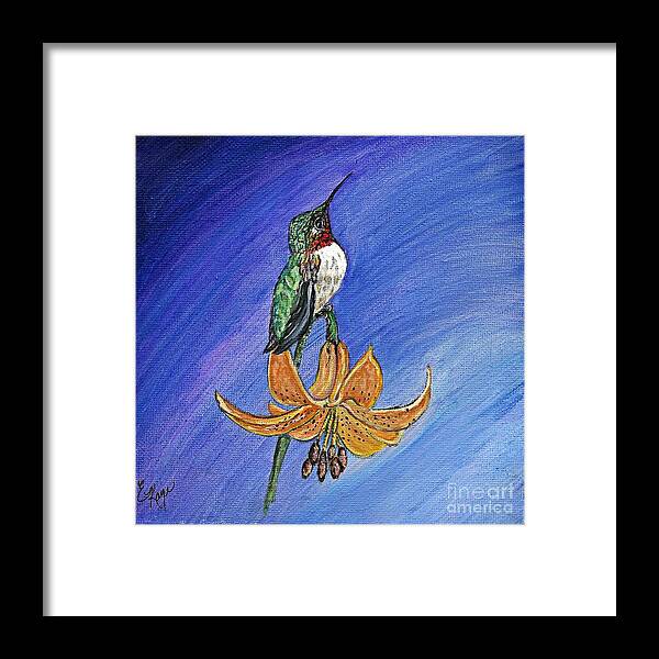Hummingbird Framed Print featuring the painting Admiration by Ella Kaye Dickey