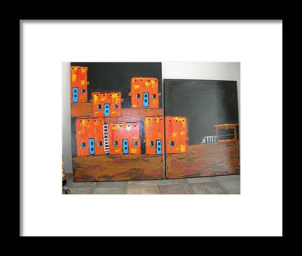 Adobes Framed Print featuring the painting Adobes by Sharyn Winters