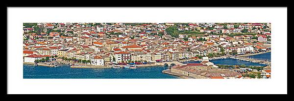 Croatia Framed Print featuring the photograph Adriatic Town of Pag panorama by Brch Photography