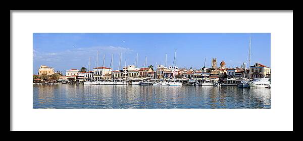 Aegina Framed Print featuring the photograph Aegina town harbour by Paul Cowan