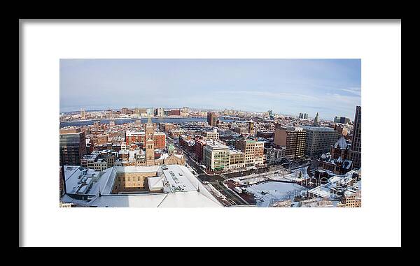 Boston Framed Print featuring the photograph Aerial View of Copley Square Back Bay and Charles River by Thomas Marchessault