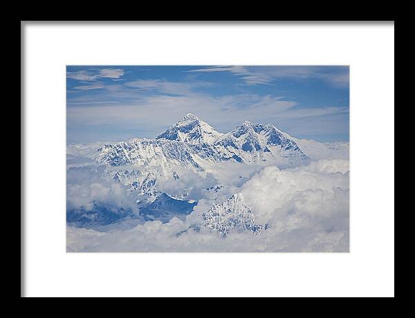 Everest Framed Print featuring the photograph Aerial view of Mount Everest, Nepal, 2007 by Hitendra SINKAR