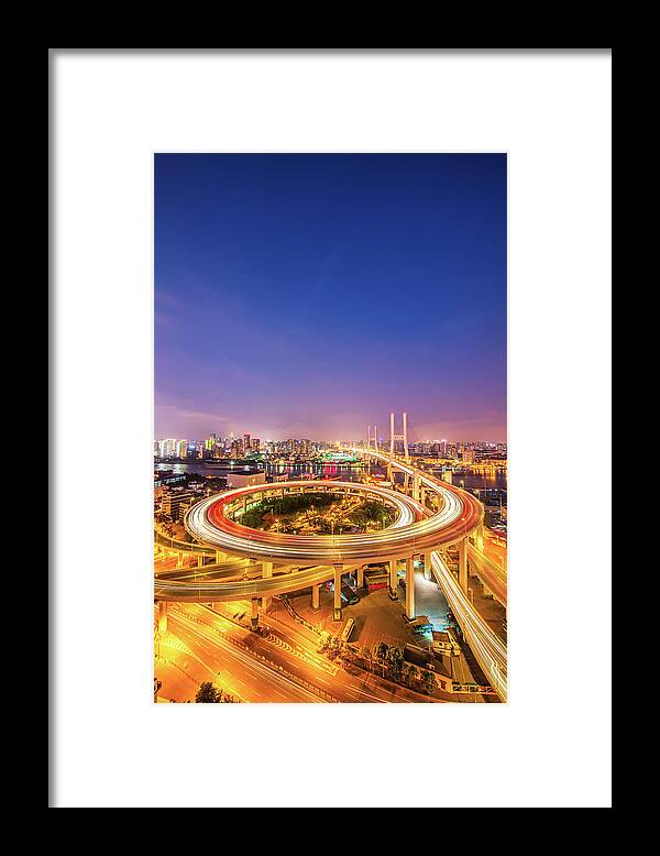 Chinese Culture Framed Print featuring the photograph Aerial View Of Nanpu Bridge by Fei Yang