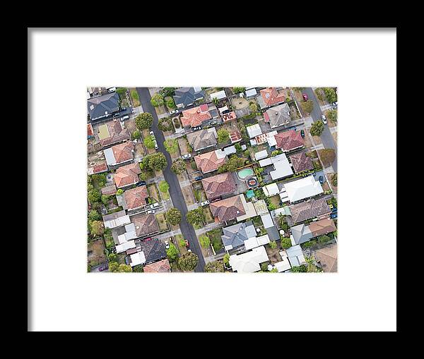 Suburb Framed Print featuring the photograph Aerial View Of Suburban Melbourne by Georgeclerk