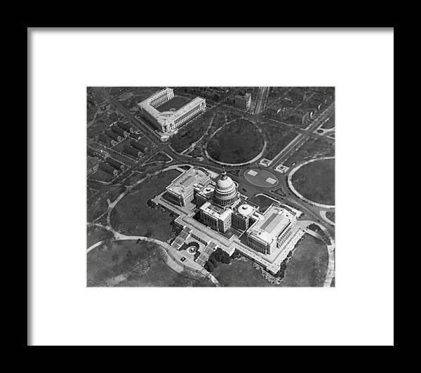 1920s Framed Print featuring the photograph Aerial View Of U.S. Capitol by Underwood Archives