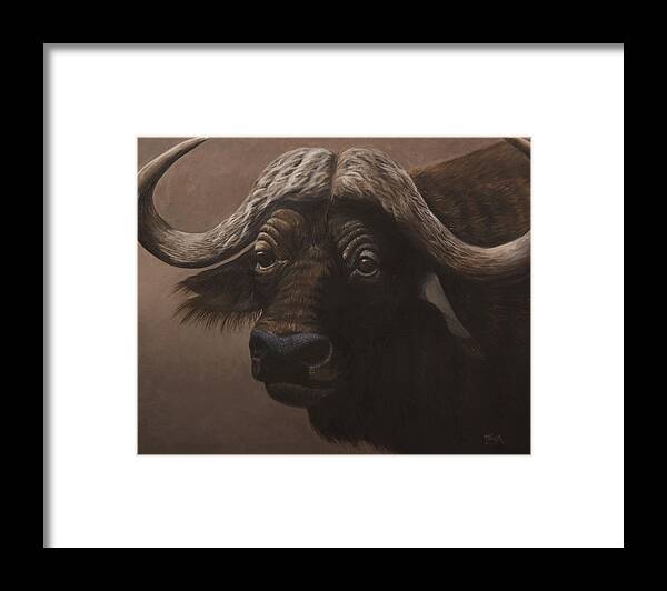 African Buffalo Framed Print featuring the painting African Buffalo by Tammy Taylor