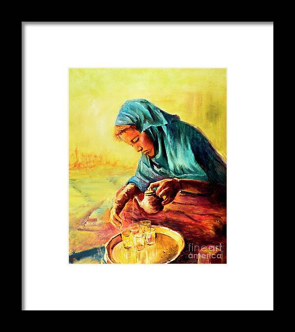 Woman Framed Print featuring the painting African Chai Tea Lady. by Sher Nasser
