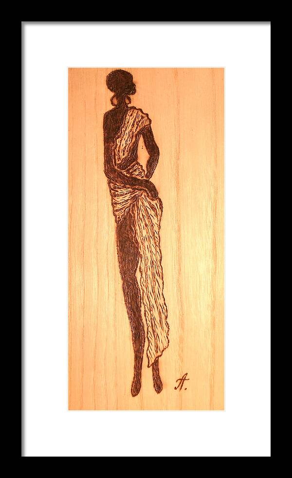 African Motif Framed Print featuring the pyrography African motif by Art Pyrography
