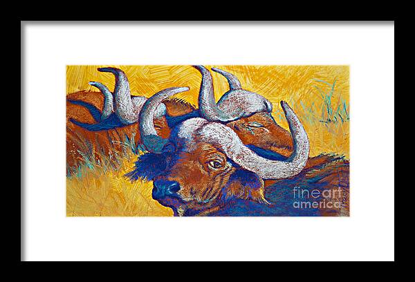 Africa Framed Print featuring the pastel African Sun by Tracy L Teeter 