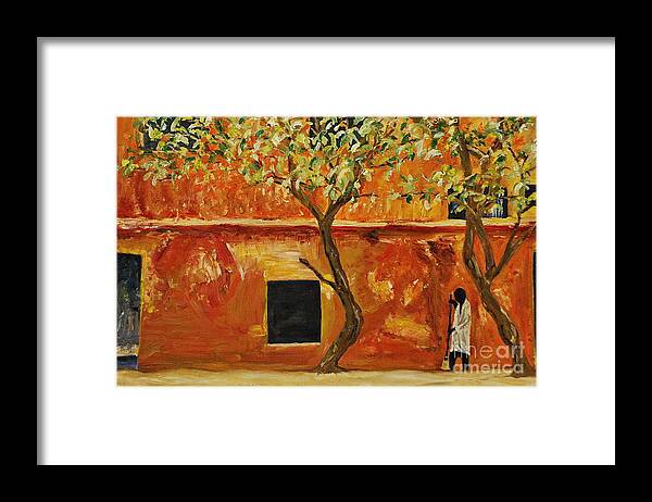 African Framed Print featuring the painting African Sweeping by Amy Fearn