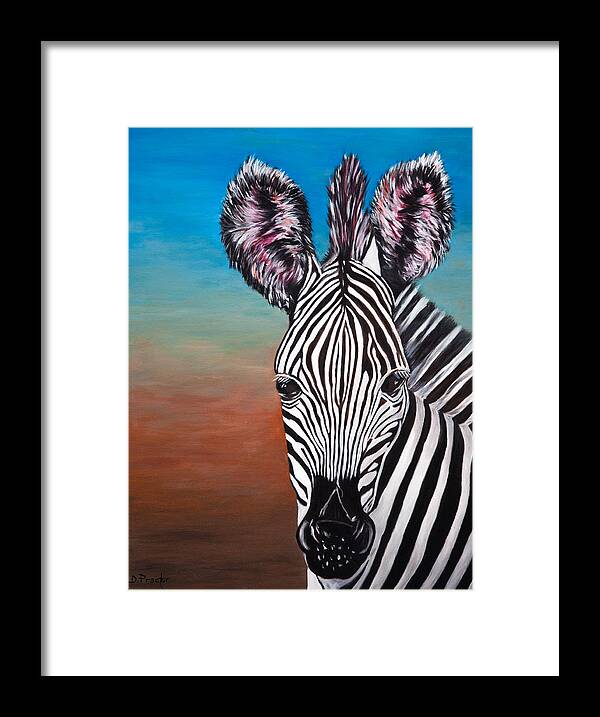 Zebra Framed Print featuring the painting African Zebra by Donna Proctor