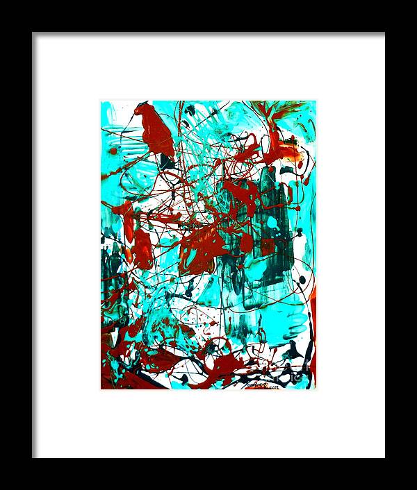 Abstract Framed Print featuring the painting After Pollock by Genevieve Esson