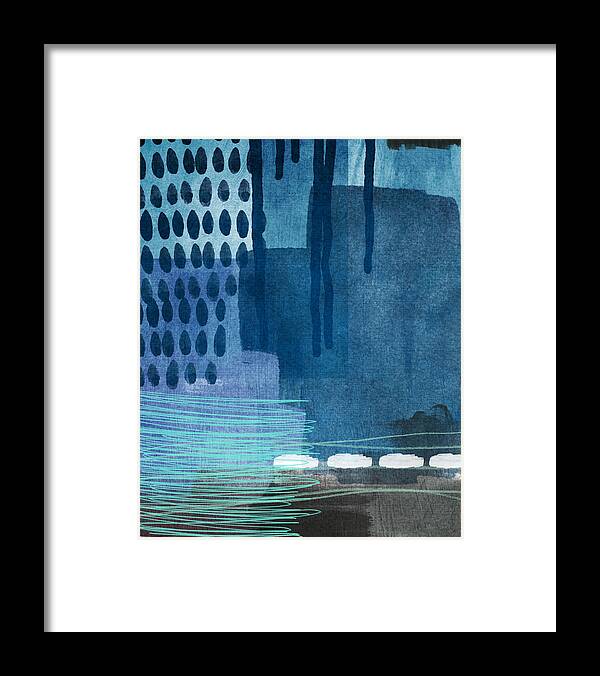 Blue Framed Print featuring the painting After Rain- Contemporary Abstract Painting by Linda Woods