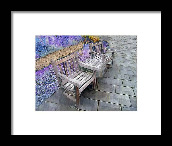 Chairs Framed Print featuring the painting After Spring Rain by RC DeWinter