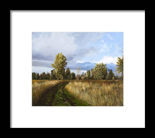 Landscape Framed Print featuring the painting After Storm by Elena Polozova