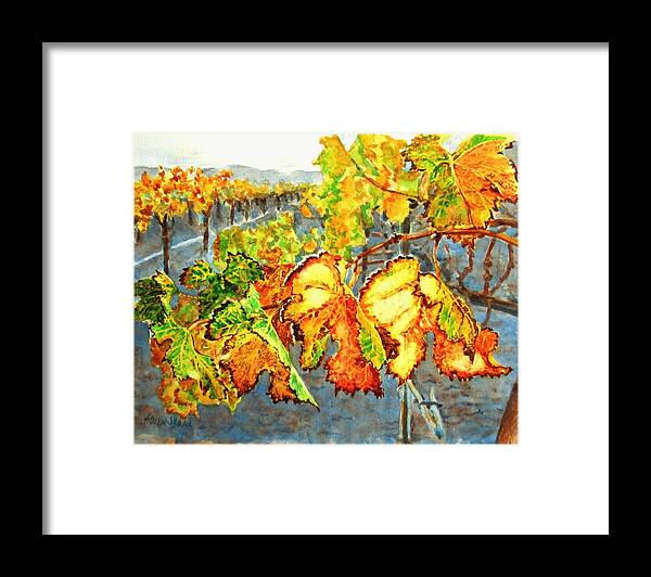 Vineyard Framed Print featuring the painting After the Harvest by Karen Ilari