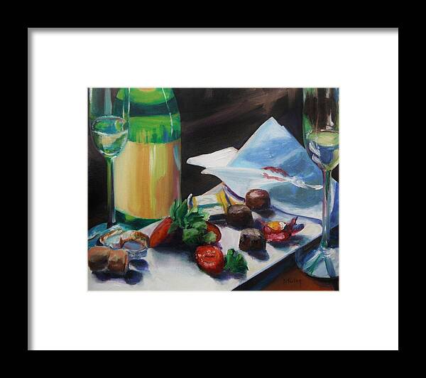 Wine Framed Print featuring the painting After the Party by Donna Tuten