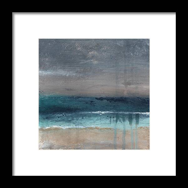 Abstract Landscape Framed Print featuring the painting After The Storm- Abstract Beach Landscape by Linda Woods
