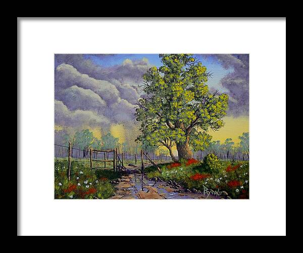 Landscape Framed Print featuring the painting After the Storm by Ray Nutaitis