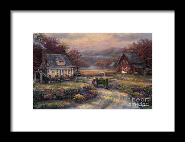 Tractor Framed Print featuring the painting Afternoon Harvest by Chuck Pinson