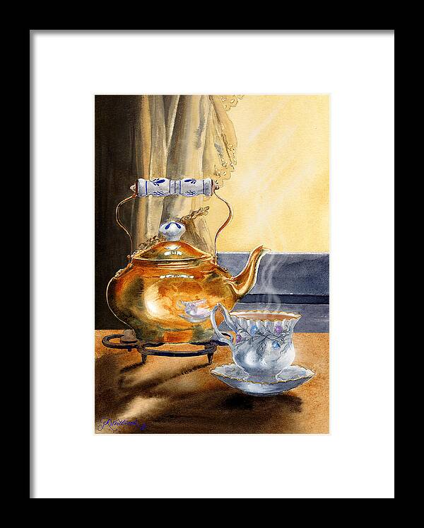 Copper Kettle Framed Print featuring the painting Afternoon Tea by Jill Westbrook