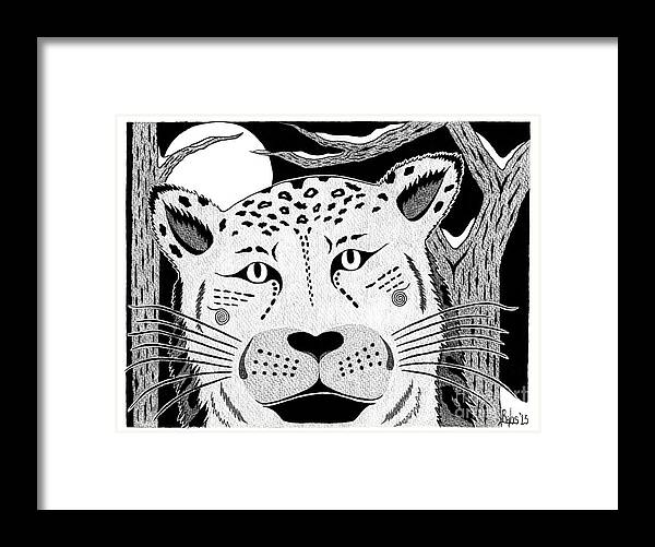 Snow Leopard Framed Print featuring the drawing Against All Odds by Barb Cote