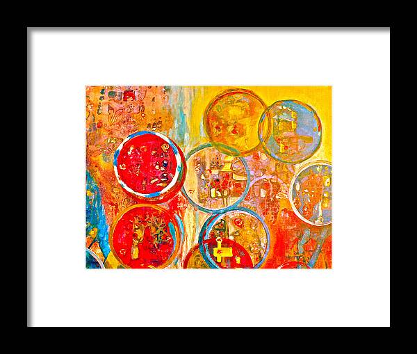 Abstract Framed Print featuring the painting Against The Rain Abstract Orange by Anna Ruzsan